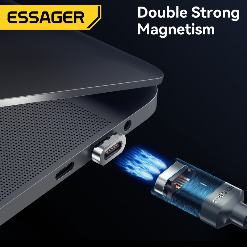 Essager 100 W-os mágneses C típusú kábel - USB C kábel PD 5A gyorstöltő adatkábel Macbook Pro-hoz Xiaomi Huawei P30 Pro Samsung