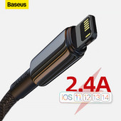 Baseus 2.4A USB-kábel iPhone 14 13 Pro Max XR Xs kábelhez Gyorstöltő kábel iPhone 12 töltő USB-hez a Lighting Data Line-hez