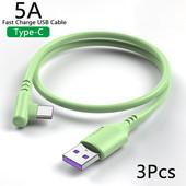 3PCS küünarnukk 0,25M ülilühike 5A kaasaskantav laadija Power Bank Type C kaabel Xiaomi mobiiltelefoni tarvikute laadija USB C kaabel