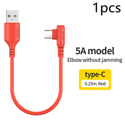 3PCS küünarnukk 0,25M ülilühike 5A kaasaskantav laadija Power Bank Type C kaabel Xiaomi mobiiltelefoni tarvikute laadija USB C kaabel