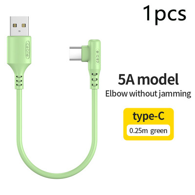 3PCS küünarnukk 0,25M ülilühike 5A kaasaskantav laadija Power Bank Type C kaabel Xiaomi mobiiltelefoni tarvikute laadija USB C kaabel