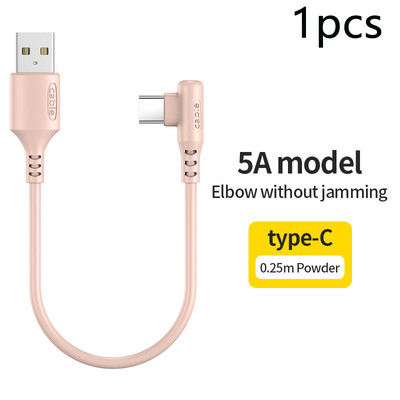 3PCS küünarnukk 0,25M ülilühike 5A kaasaskantav laadija Power Bank Type C kaabel Xiaomi mobiiltelefoni tarvikute laadija USB C kaabel