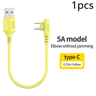 3PCS küünarnukk 0,25M ülilühike 5A kaasaskantav laadija Power Bank Type C kaabel Xiaomi mobiiltelefoni tarvikute laadija USB C kaabel