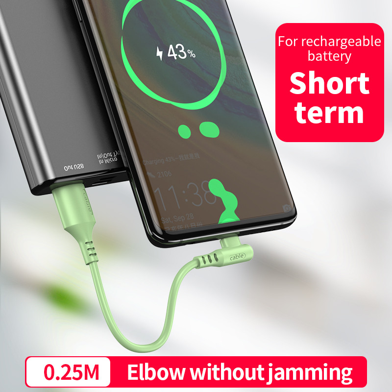 3PCS küünarnukk 0,25M ülilühike 5A kaasaskantav laadija Power Bank Type C kaabel Xiaomi mobiiltelefoni tarvikute laadija USB C kaabel