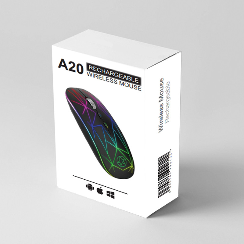 A20 újratölthető Bluetooth vezeték nélküli egér USB 2,4 GHz számítógép Mause Ergonomikus RGB játék egerek csendes PC laptophoz
