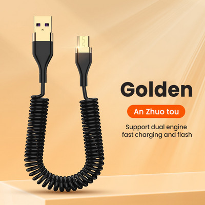 5A rugós gyorstöltő C típusú kábel Micro USB vezeték Xiaomi Huawei OPPO gyorstöltő USB C töltőkábellel 1,8M