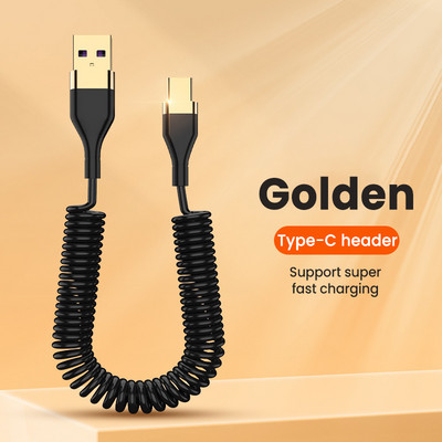 5A rugós gyorstöltő C típusú kábel Micro USB vezeték Xiaomi Huawei OPPO gyorstöltő USB C töltőkábellel 1,8M