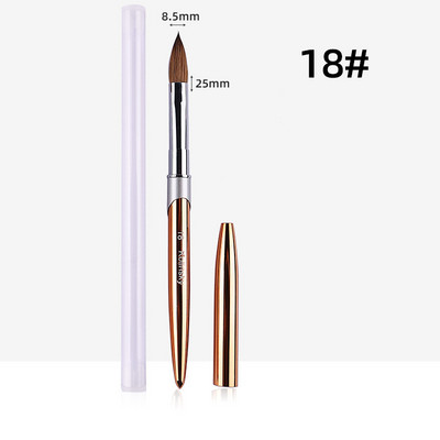 Új, 100% tisztaságú Kolinsky Hair Rose Gold akril körömkefe ovális hullámos formájú fém nyéllel professzionális szalon minőségi körömkefe