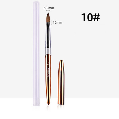 Új, 100% tisztaságú Kolinsky Hair Rose Gold akril körömkefe ovális hullámos formájú fém nyéllel professzionális szalon minőségi körömkefe