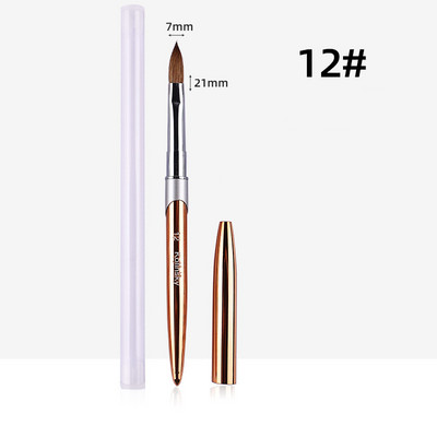 Új, 100% tisztaságú Kolinsky Hair Rose Gold akril körömkefe ovális hullámos formájú fém nyéllel professzionális szalon minőségi körömkefe