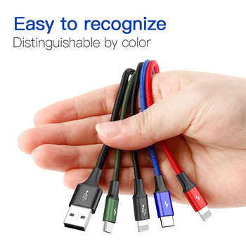 Baseus 3 в 1 USB кабел за iPhone Samsung Xiaomi Мулти бързо зареждане зарядно USB Type C Type-c Micro USB кабел за мобилен телефон