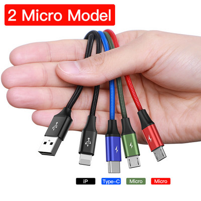 Cablu USB Baseus 3 în 1 pentru iPhone Samsung Xiaomi Încărcător multiplu de încărcare rapidă USB tip C Cablu micro USB tip C pentru telefonul mobil