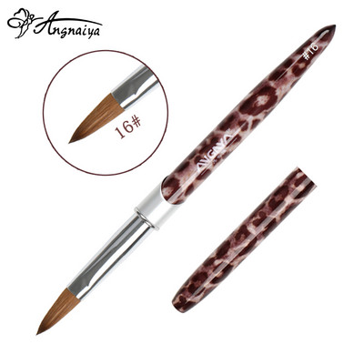 ANGNYA 1db Kolinsky Hair Sable akril körömkefe Leopárd fém nyelű púderecsetek körömhosszabbító eszközök Pro Nails Art Pen