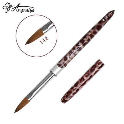 ANGNYA 1db Kolinsky Hair Sable akril körömkefe Leopárd fém nyelű púderecsetek körömhosszabbító eszközök Pro Nails Art Pen