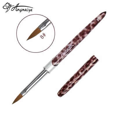 ANGNYA 1db Kolinsky Hair Sable akril körömkefe Leopárd fém nyelű púderecsetek körömhosszabbító eszközök Pro Nails Art Pen