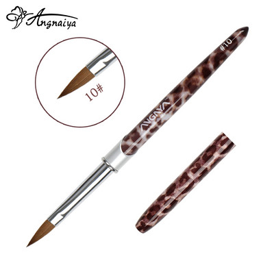 ANGNYA 1db Kolinsky Hair Sable akril körömkefe Leopárd fém nyelű púderecsetek körömhosszabbító eszközök Pro Nails Art Pen
