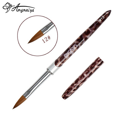 ANGNYA 1db Kolinsky Hair Sable akril körömkefe Leopárd fém nyelű púderecsetek körömhosszabbító eszközök Pro Nails Art Pen