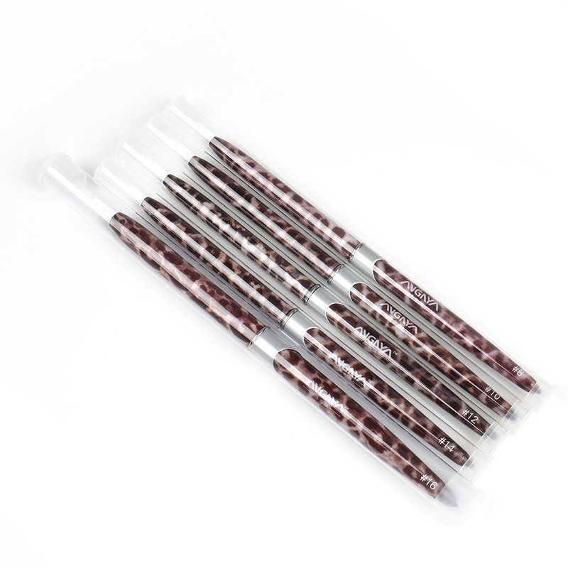 ANGNYA 1db Kolinsky Hair Sable akril körömkefe Leopárd fém nyelű púderecsetek körömhosszabbító eszközök Pro Nails Art Pen