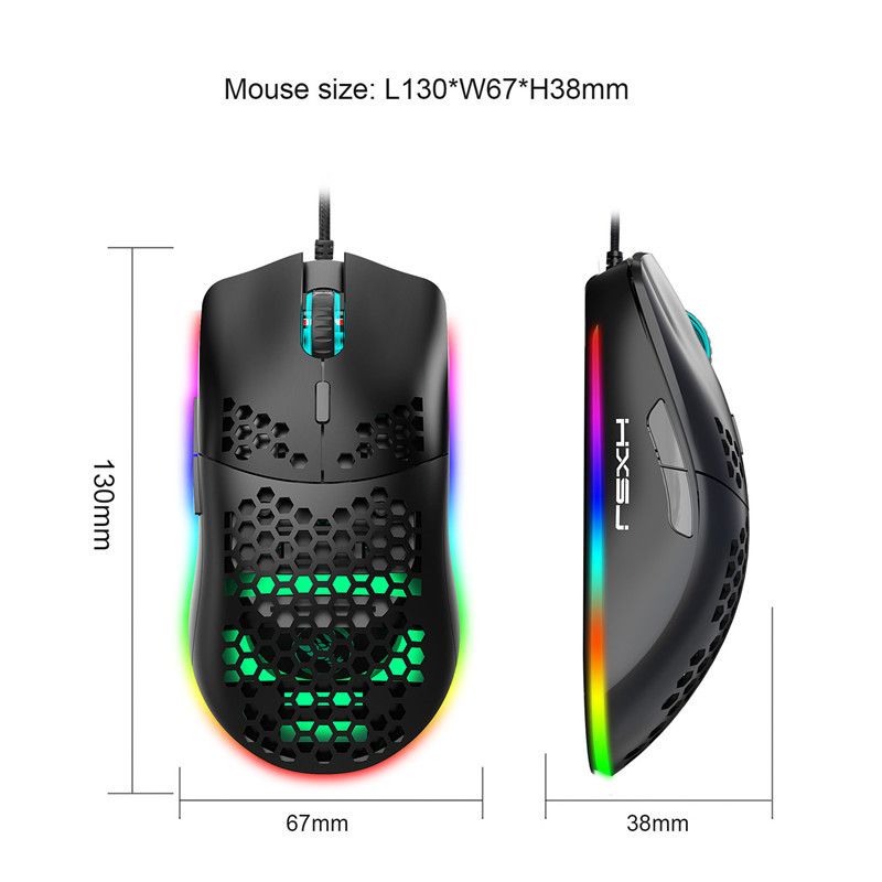 Csúcsminőségű, könnyű USB vezetékes játékegér RGB egér 6400 DPI méhsejt üreges számítógépes laptophoz fehér fekete makró programozás