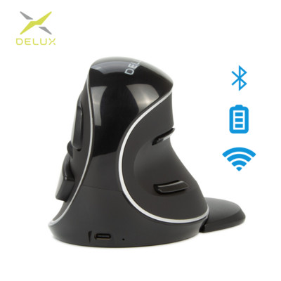 DELUX M618PD bežični ergonomski okomiti miš Bluetooth + 2,4 Ghz 4000 DPI punjivi miševi sa 6 gumba za prijenosno računalo