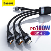 Baseus 3 σε 1 καλώδιο USB C για iPhone 11 XR 8 Καλώδιο φορτιστή 5A 4 σε 1 Καλώδιο Micro USB Type C Γρήγορη φόρτιση για Xiaomi Redmi Note 9
