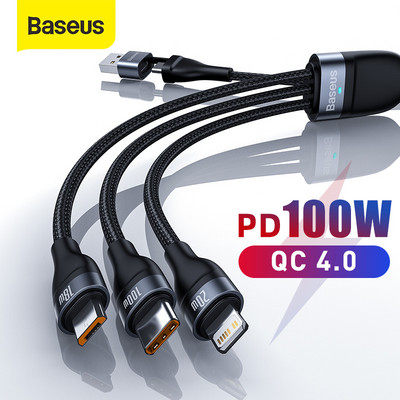 Baseus 3 u 1 USB C kabel za iPhone 11 XR 8 kabel punjača 5A 4 u 1 mikro USB tip C kabel brzo punjenje za Xiaomi Redmi Note 9