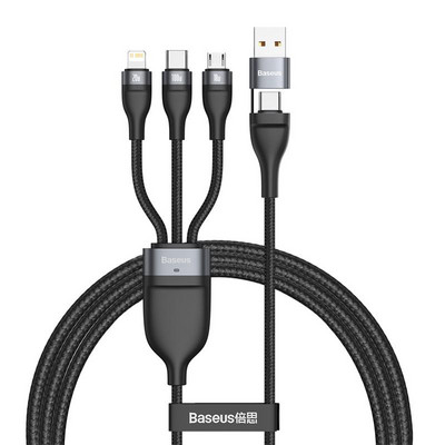Baseus 3 σε 1 καλώδιο USB C για iPhone 11 XR 8 Καλώδιο φορτιστή 5A 4 σε 1 Καλώδιο Micro USB Type C Γρήγορη φόρτιση για Xiaomi Redmi Note 9