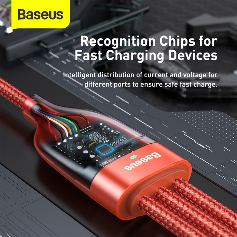 Baseus 3 σε 1 καλώδιο USB C για iPhone 11 XR 8 Καλώδιο φορτιστή 5A 4 σε 1 Καλώδιο Micro USB Type C Γρήγορη φόρτιση για Xiaomi Redmi Note 9