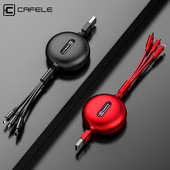Cafele 3 az 1-ben Micro USB-kábel iPhone-hoz behúzható kábel 120 cm-es támogatás C típusú gyorstöltési kábel Xiaomi Huawei Data Sync-hez
