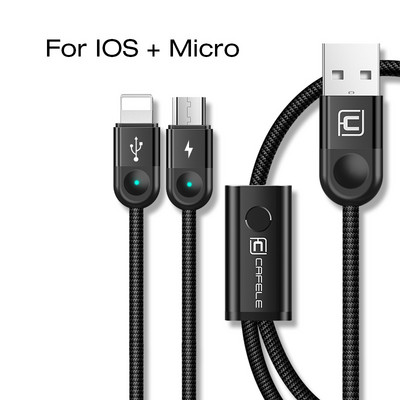 Cafele 3 az 1-ben Micro USB-kábel iPhone-hoz behúzható kábel 120 cm-es támogatás C típusú gyorstöltési kábel Xiaomi Huawei Data Sync-hez