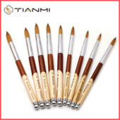 TIANMI körömkefe Lapos, kerek Kolinsky Sable Nail Art Gel Brush Gel Builder Manikűrkefe fa nyéllel körömkefe