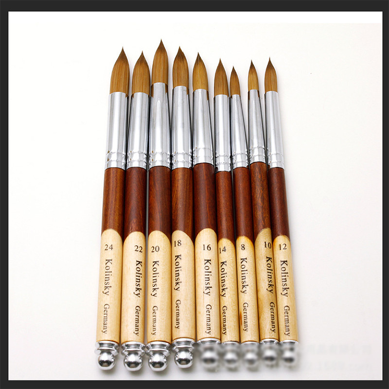 TIANMI körömkefe Lapos, kerek Kolinsky Sable Nail Art Gel Brush Gel Builder Manikűrkefe fa nyéllel körömkefe