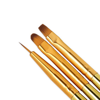 3 τμχ Σετ βουρτσών νυχιών Gradient Colorful Line Painting Pen Flatback Πινέλα ζωγραφικής UV Gel Polish ManicureDIY Kit Nail Art