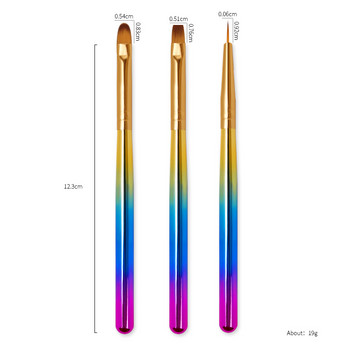 3 τμχ Σετ βουρτσών νυχιών Gradient Colorful Line Painting Pen Flatback Πινέλα ζωγραφικής UV Gel Polish ManicureDIY Kit Nail Art