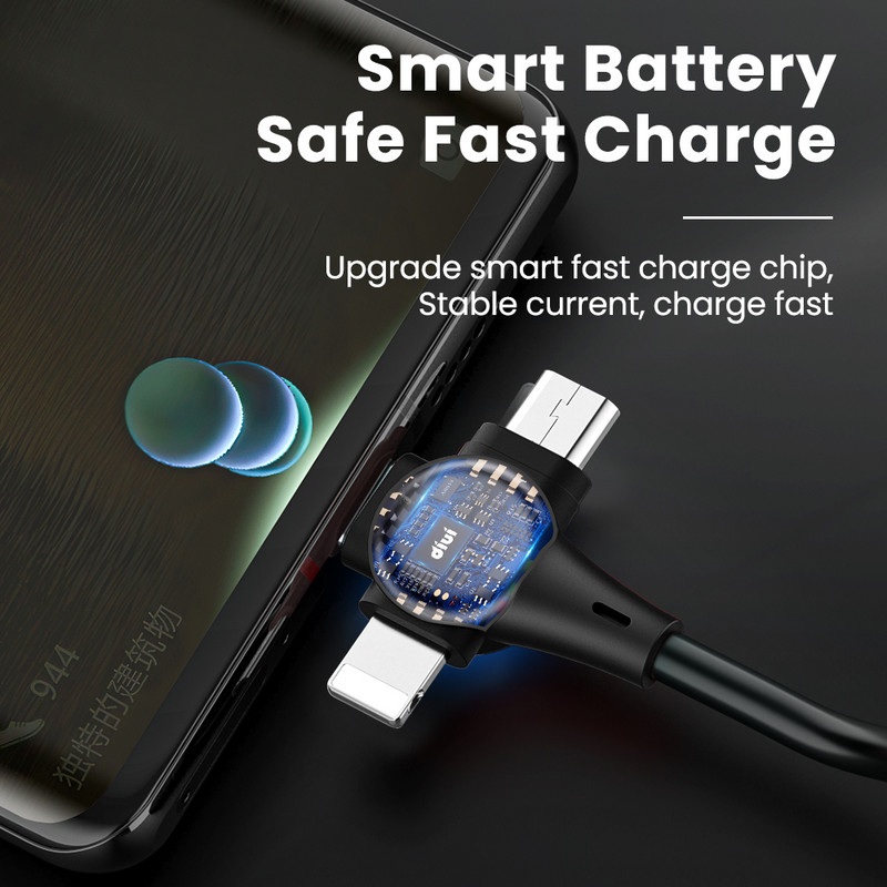 6A 3 az 1-ben rugós töltőkábel Huawei Xiaomi Samsung Micro 8 tűs Type-C gyorstöltőhöz iPhone-hoz Behúzható USB adatkábel