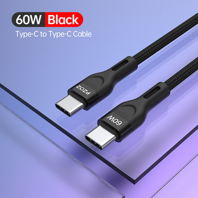 PZOZ PD 5A USB Type C – 100W USB C kábel Gyorstöltés Gyorstöltés MacBook iPad Samsung Xiaomi 60W USBC töltőkábelhez