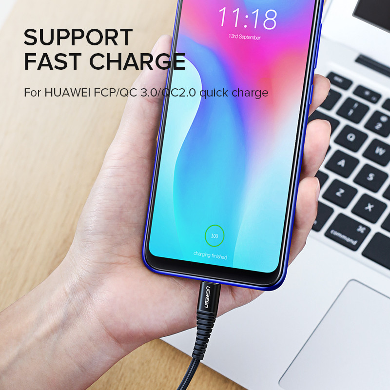 Kábel UGREEN USB Type-C 3A pre rýchle nabíjanie pre Samsung S9 Xiaomi USB C dátový kábel Rýchlonabíjací kábel pre telefón Kábel Type-C USB