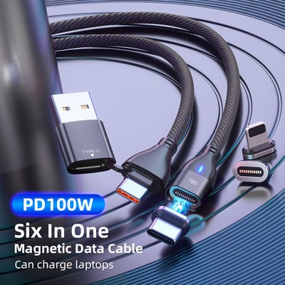 100W USB C na USB Type C magnetski kabel za punjenje PD brzi punjač 3 u 1 USB žičani kabel za Xiaomi Samsung Macbook iPad prijenosno računalo