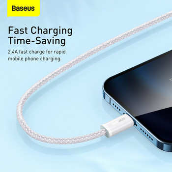 Baseus USB кабел за iPhone 13 12 11 Pro XS Max XR X 8 7 Mini 2.4A Телефонен кабел за бързо зареждане на данни за iPhone 13Pro Max Кабел за кабел