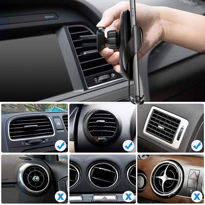 Ασύρματη βάση φόρτισης αυτοκινήτου Qi 15W Βάση αυτοκινήτου Έξυπνη υπέρυθρη βάση για αεραγωγό Ασύρματο φορτιστή αυτοκινήτου για iPhoneXiaomi