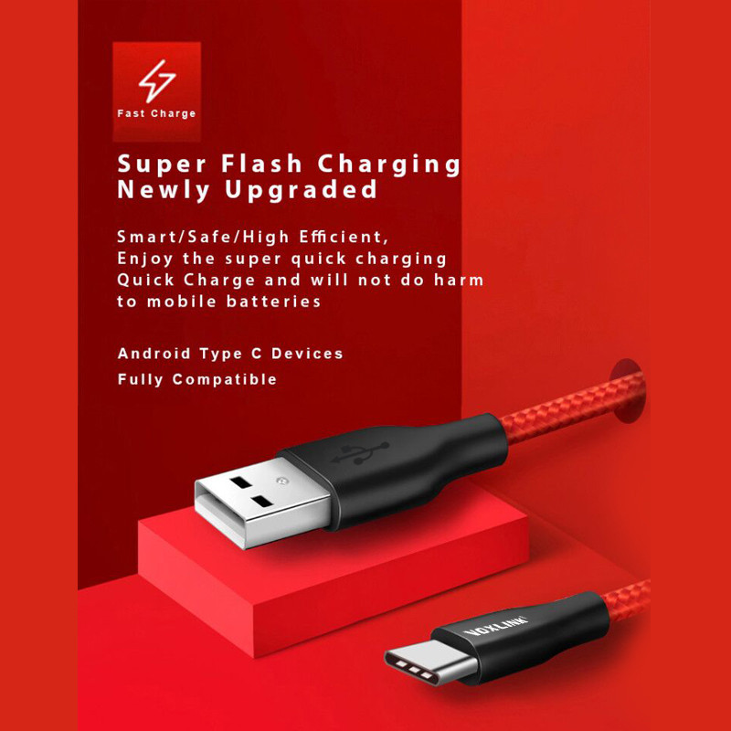 VOXLINK USB Type C USB 2.4A kabelis USB C Type-C sinhronizācijas un uzlādes kabelis Huawei P20 Mate20 OnePlus 2 ZUK Z1 LG G5 Xiaomi 8SE HTC10