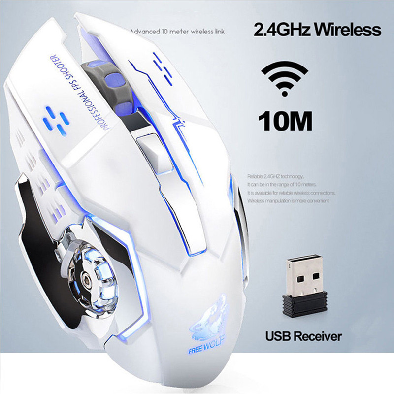 X8 bežični miš za igranje Punjivi tihi LED pozadinsko osvjetljenje USB optički ergonomski miš za igranje LOL miševi miš za surfanje za igrače za PC
