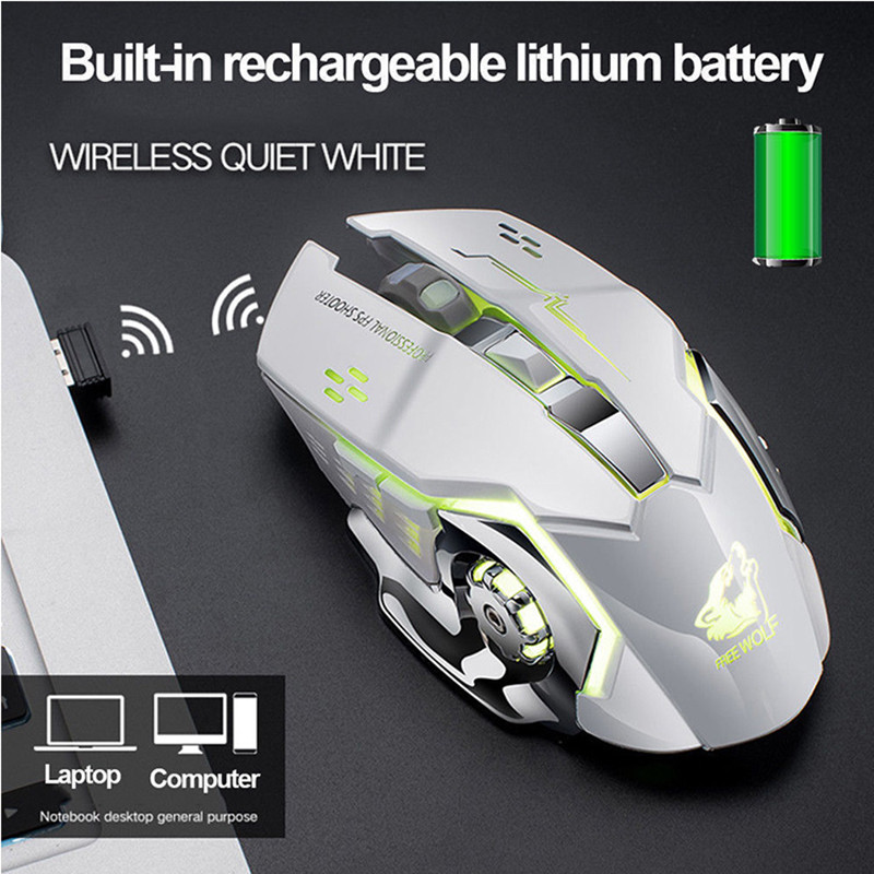 X8 bežični miš za igranje Punjivi tihi LED pozadinsko osvjetljenje USB optički ergonomski miš za igranje LOL miševi miš za surfanje za igrače za PC