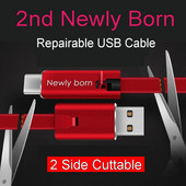 BAECOAR 2M javítható USB kábel Micro USB Type C kábel Állítható C típusú telefonkábel Vágható telefon töltő iPhone Androidhoz