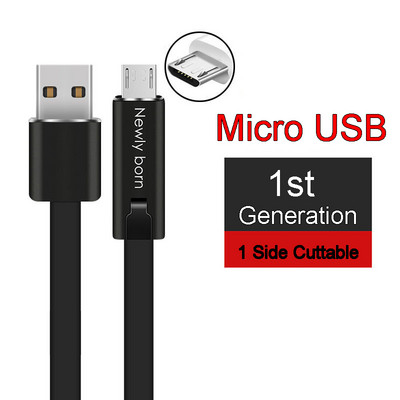 BAECOAR 2M javítható USB kábel Micro USB Type C kábel Állítható C típusú telefonkábel Vágható telefon töltő iPhone Androidhoz