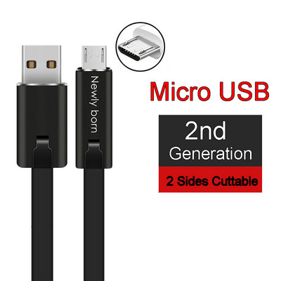 BAECOAR 2M javítható USB kábel Micro USB Type C kábel Állítható C típusú telefonkábel Vágható telefon töltő iPhone Androidhoz