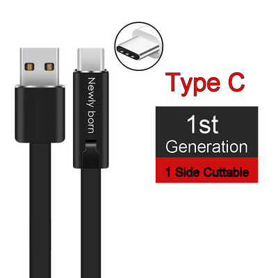 BAECOAR 2M javítható USB kábel Micro USB Type C kábel Állítható C típusú telefonkábel Vágható telefon töltő iPhone Androidhoz