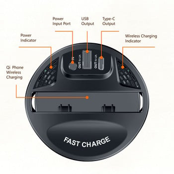 Държач за телефон тип чаша за кола Fast QI Безжично зареждане за кола Многофункционална стойка за телефон за кола Монтаж на скоба за iPhone Samsung Xiaomi