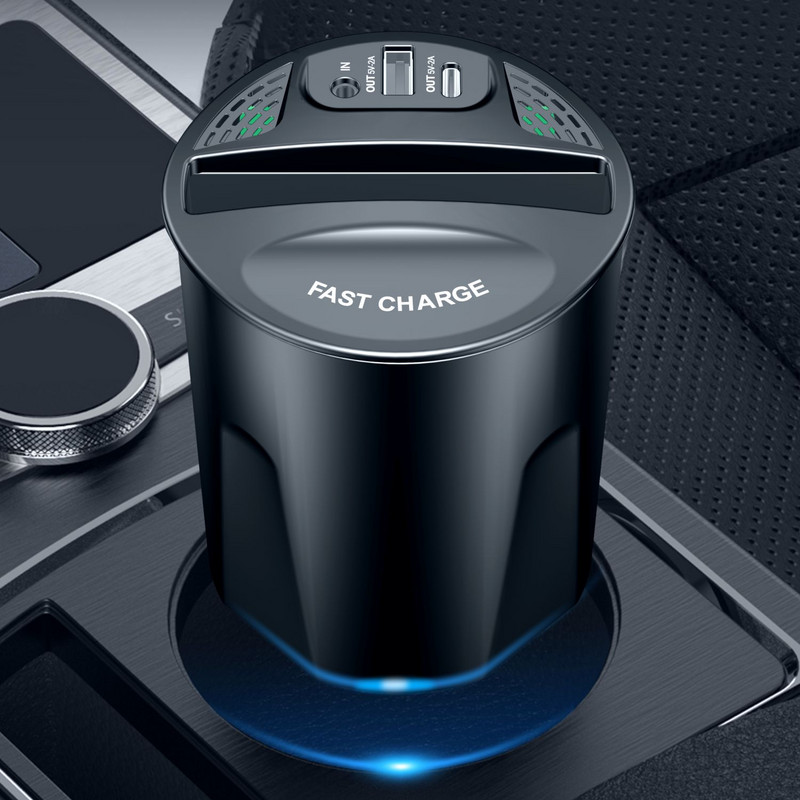 Car Cup típusú telefontartó Fast QI vezeték nélküli autós töltő multifunkcionális autós telefon állvány konzoltartó iPhone Samsung Xiaomi készülékhez