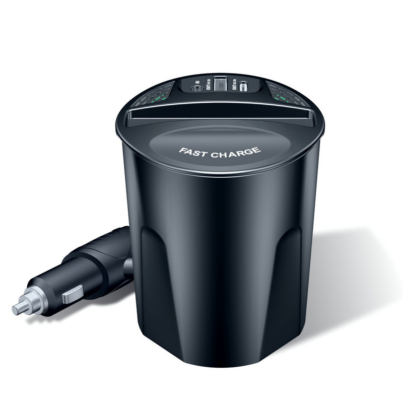 Car Cup típusú telefontartó Fast QI vezeték nélküli autós töltő multifunkcionális autós telefon állvány konzoltartó iPhone Samsung Xiaomi készülékhez